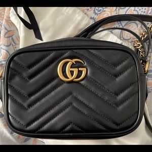 Gucci Black GG Marmont Matelasse Mini Leather Shoulder Bag